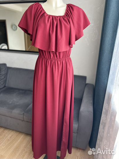 Платье летнее длинное в пол 44 46 винного цвета