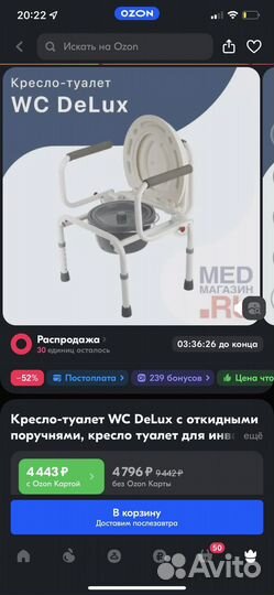 Кресло-туалет WC DeLux с откидными поручнями