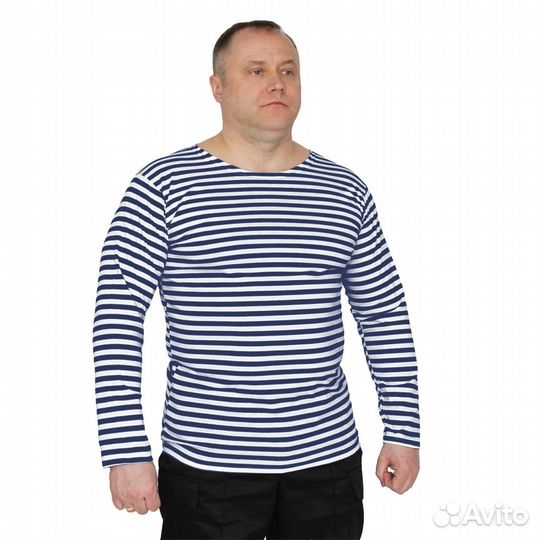 2740 Тельняшка кулирка, хлопок, голубая