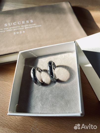 Серебряные серьги 925, сережки колечком, гвоздики
