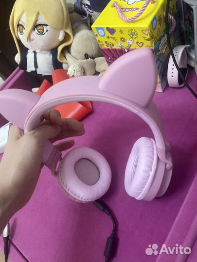 Беспроводные наушники Hoco W27 Cat ear, розовый