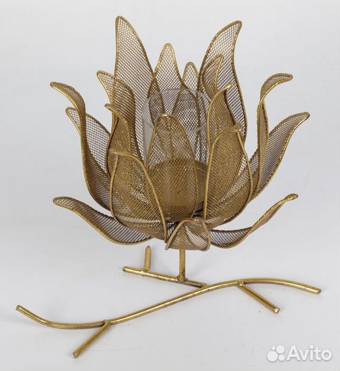 Подсвечник настольный металл темно-золотой Glasar