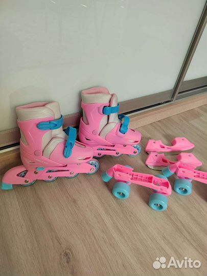Коньки ледово - роликовые раздвижные 3 в 1 новые