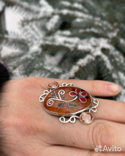 Кольцо ручной работы в технике минанкари