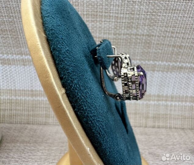 Очень красивые серьги серебро 875 звезда СССР