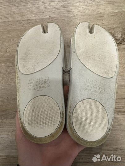 Maison Margiela white logo-embossed tabi slides