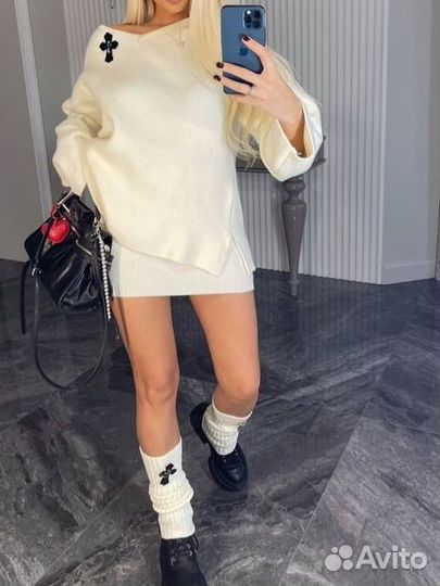 Костюм Тройка свитер юбка гетры