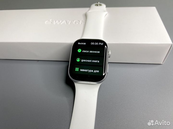 Apple watch 9 с яблоком при включении (серебро)