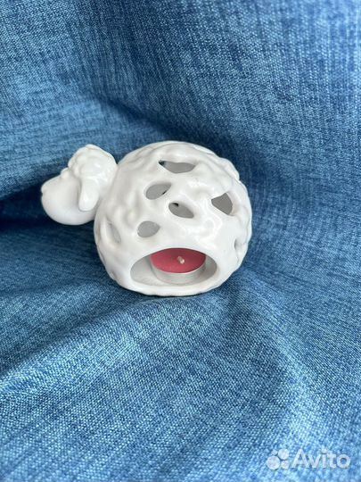 Фарфоровый подсвечник белый овечка