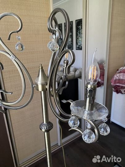 Торшер напольный бронза с хрусталем