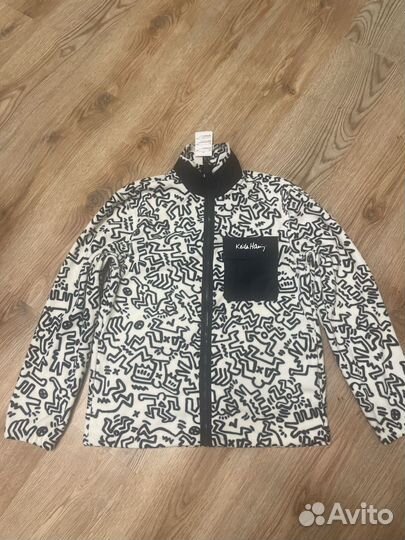 Keith Haring H&M Navy & White Fleece Doodle Jacket