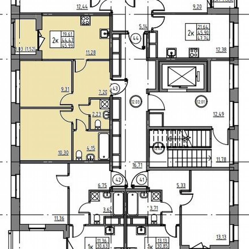 2-к. квартира, 46 м², 12/12 эт.