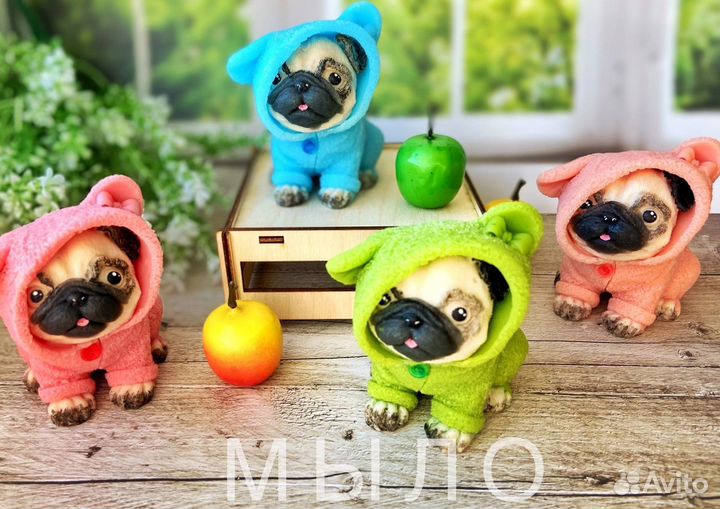 Мыло ручной работы мопсы