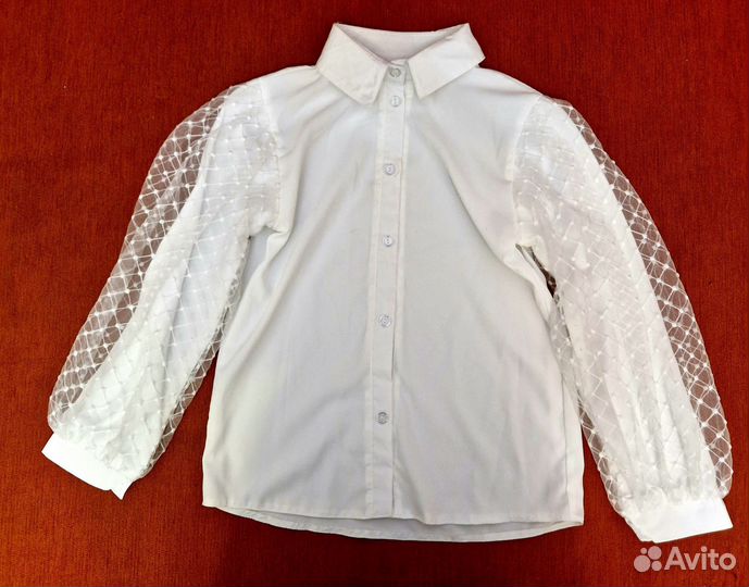 Рубашка, блузка белая, для девочки, р.146