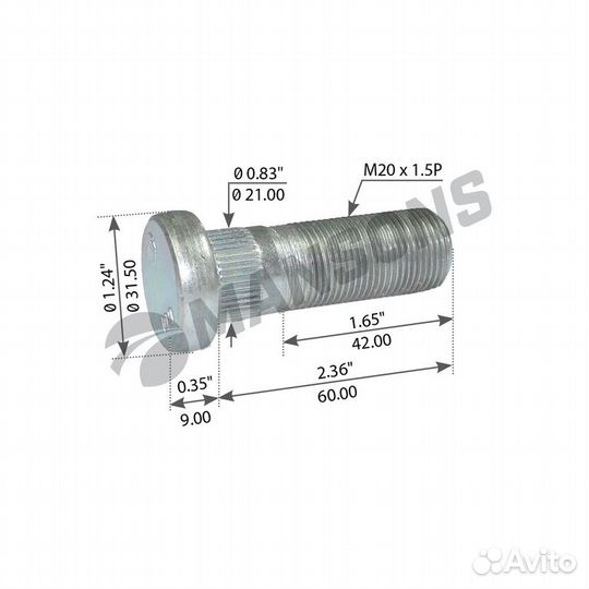 Шпилька колеса volvo FL mansons