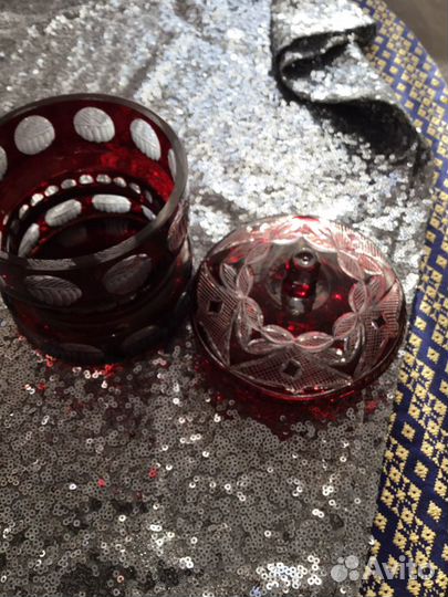 Хрустальная старинная ваза 16см