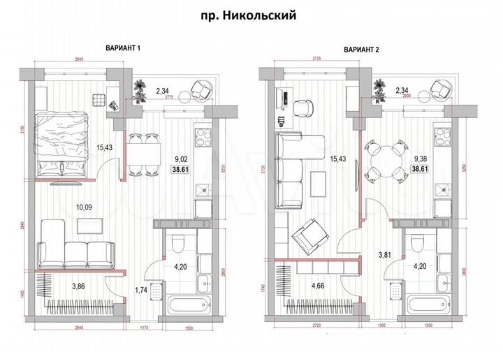 1-к. квартира, 38,6 м², 3/8 эт.