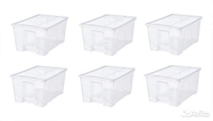 Контейнеры с крышкой икеа самла (новые), 45л 6 шт