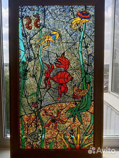 Мозаика из цветного стекла, ручная работа