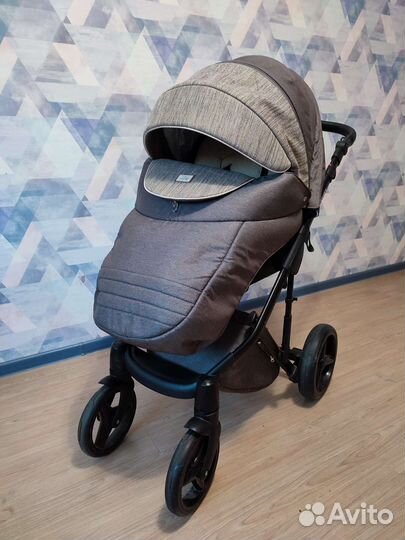 Коляска adamex 3 в 1 luciano deco бежевая