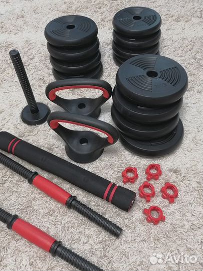 Гантели + штанга + гиря набор 30 кг трансформер