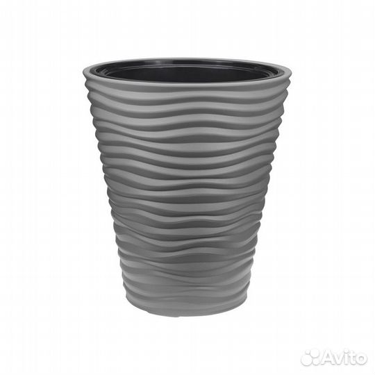 Кашпо Дюна 19,5 л, 340*340*385 мм со вставкой серы