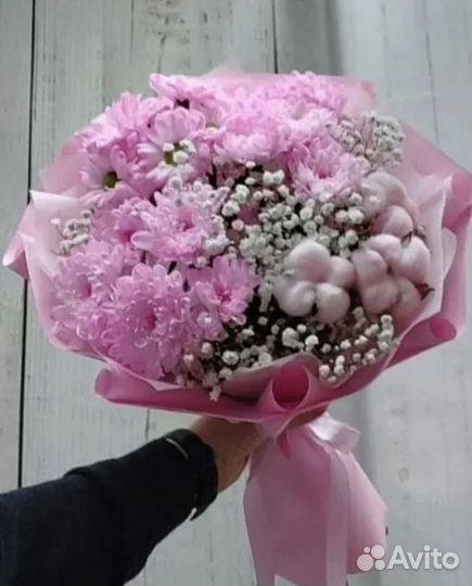 Букет хризантема/гипсофила/альстромерии