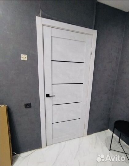 Дверь под бетон светлый оттенок лофт