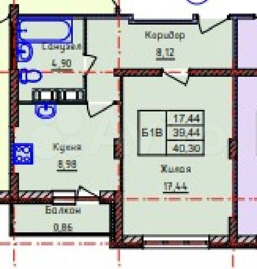 1-к. квартира, 40,3 м², 1/10 эт.