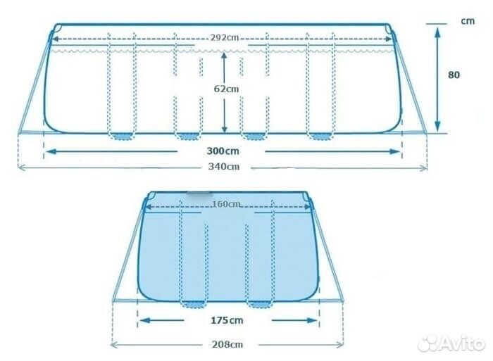 Бaссейн intex каркасный 300X175X80