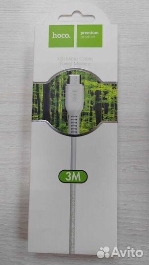 Кабель microUSB Hoco X20 Flash (2A,3m) white