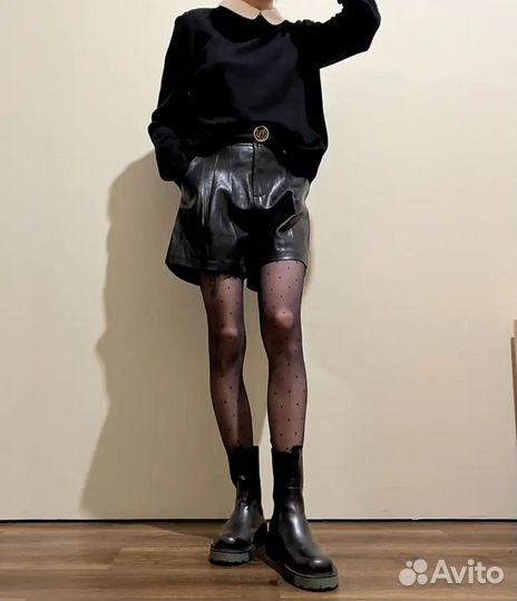 Шорты экокожа черные 38