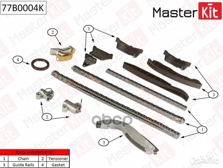 Комплект цепи грм (без звездочек) 77B0004K Mast
