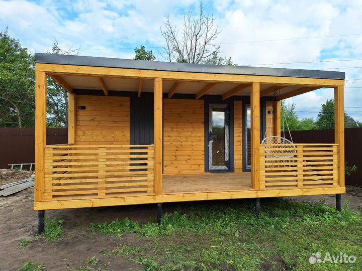 Модульная (каркасная) баня под ключ (с террасой)