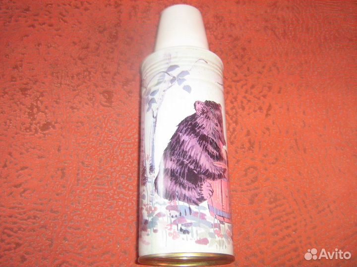 Термос СССР роспись Медведь и бочонок с медом