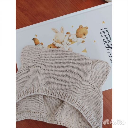 Шапка чепчик с ушками (медвежонок)