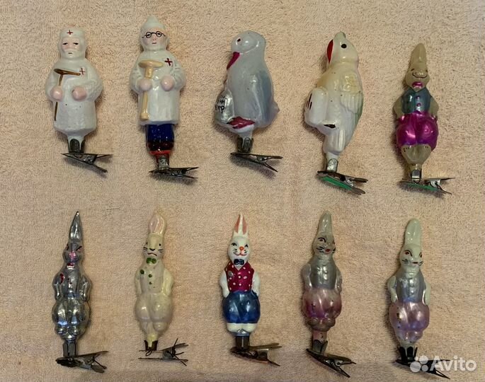 Елочные игрушки СССР из набора Айболит, винтаж