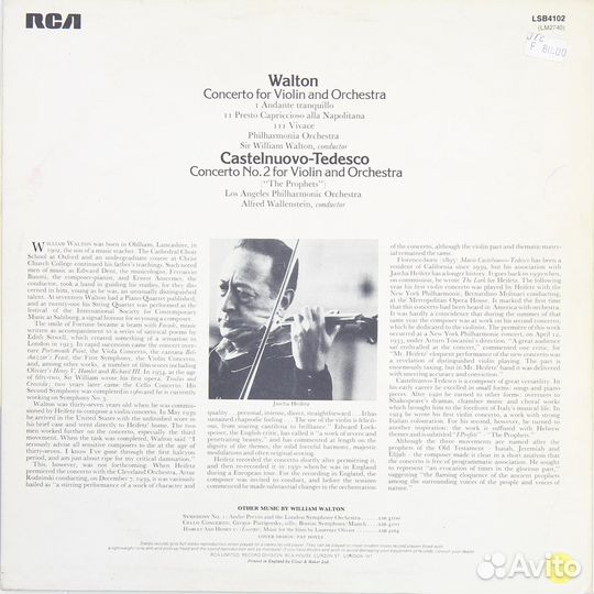 Винтаж - walton: violin concerto (heifetz)