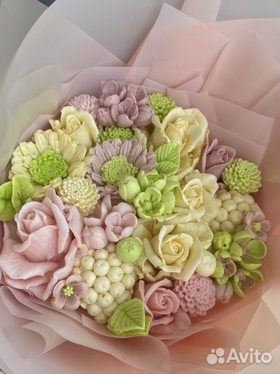 Букет из зефирных цветов, чайные бомбочки