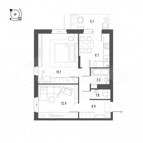 2-к. квартира, 56,9 м², 17/25 эт.