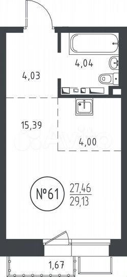 Квартира-студия, 29,1 м², 8/10 эт.