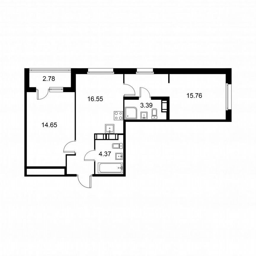 2-к. квартира, 56,1 м², 4/9 эт.