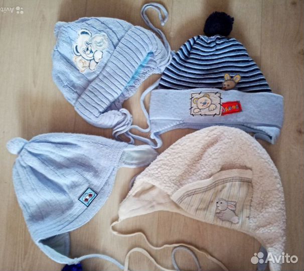Тёплые шапки на мальчика 3 мес.- 1 год