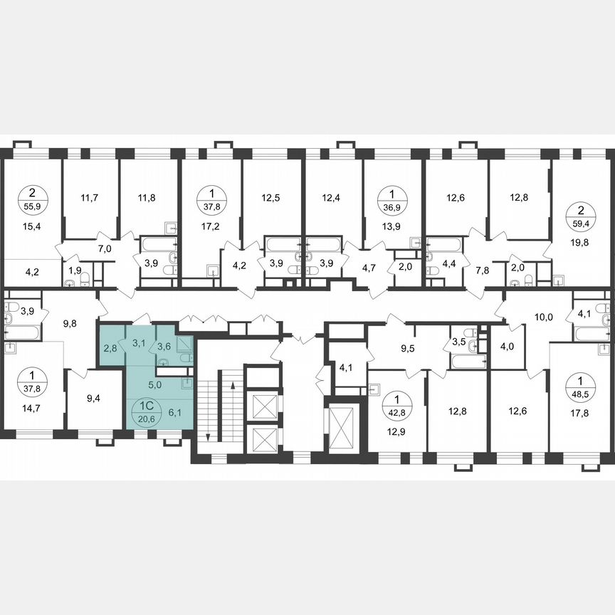 Квартира-студия, 20,6 м², 20/20 эт.
