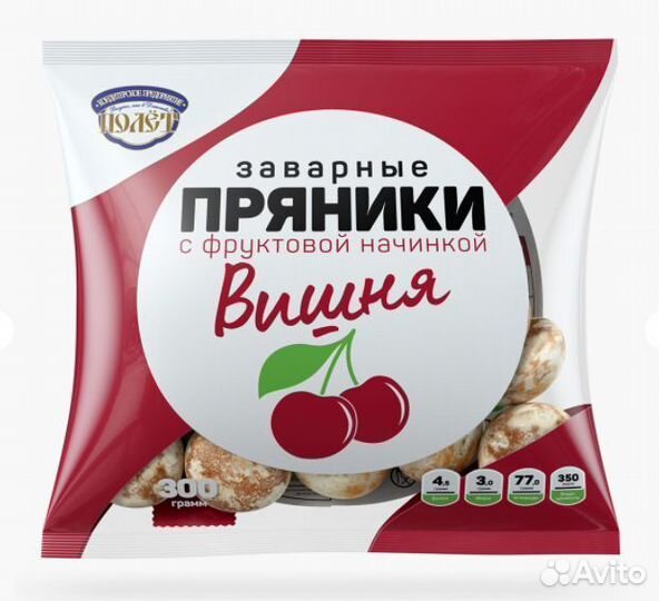 Пряники Полет Заварные Вишня 300г