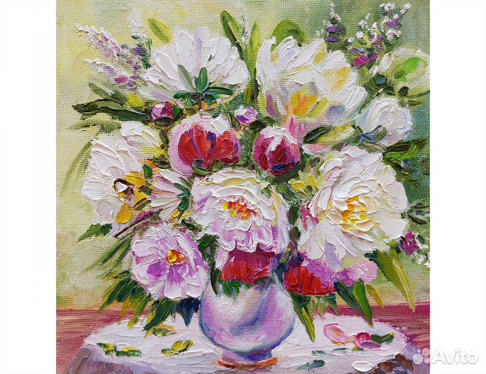 Картина с пионами 