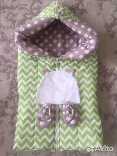 Конверт-трансформер,шапочка+пинетки в подарок
