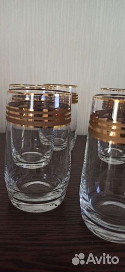 Стаканы. Стекло с позолотой.За шесть