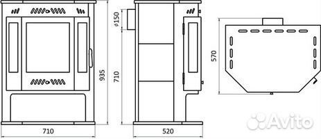 Печь-камин Бранденбург Призма с Чугунной плитой