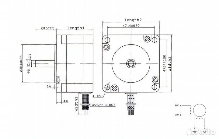 Шаговый двигатель nema 23 FL57STH56-1006 A